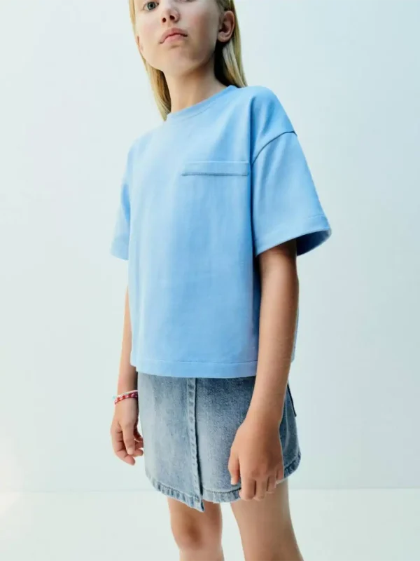 دامن شرتکی برمودا جین آبی zara - Image 3