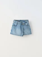 دامن شرتکی برمودا جین آبی zara