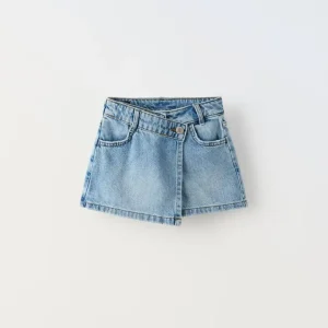 دامن شرتکی برمودا جین آبی zara