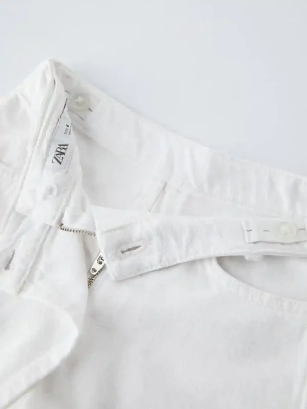 دامن شرتکی برمودا جین سفید zara - Image 2