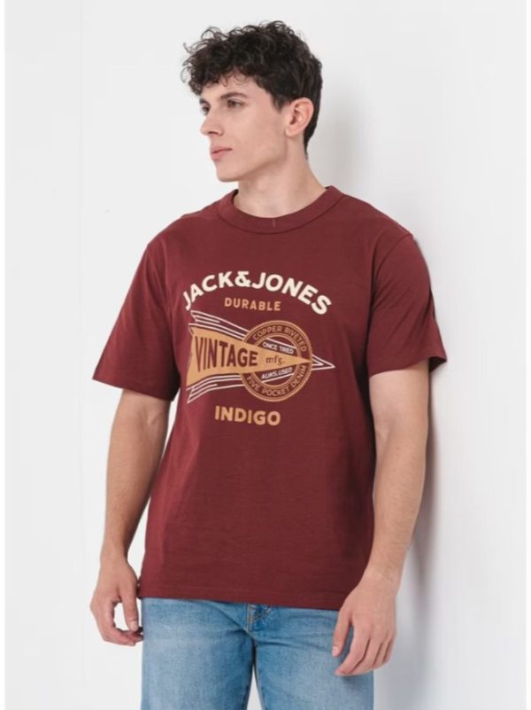 تیشرت زرشکی لوگو سفید jack&jones - Image 4