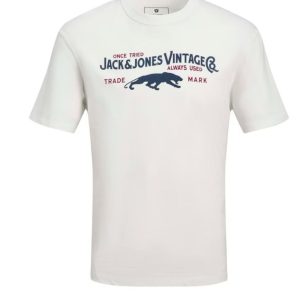 تیشرت سفید لوگو آبی jack&jones