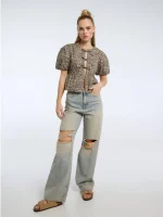 شلوار جین واید لگ زاپ دار fb sister - Image 3