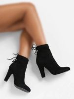نیم بوت چرم جورابی بندی boohoo - Image 2
