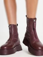 نیم بوت شرابی جلو زیپ asos