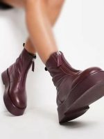 نیم بوت شرابی جلو زیپ asos - Image 3
