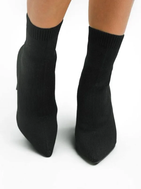 بوت جورابی مدل Boot2 ASOS DESIGN Elly Block Heel Sock Boots In Black Knit - Image 2