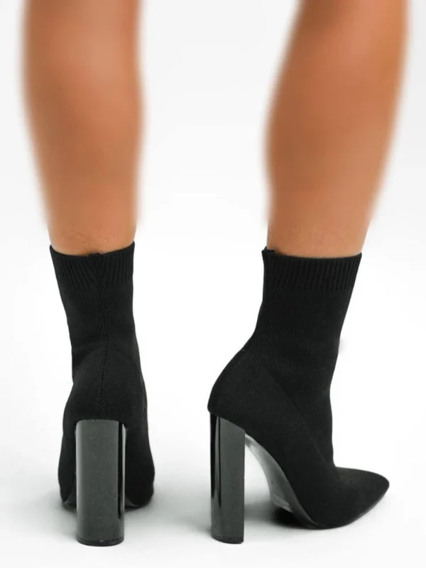 بوت جورابی مدل Boot2 ASOS DESIGN Elly Block Heel Sock Boots In Black Knit - Image 4