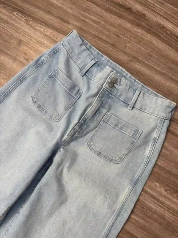 شلوار آبی واید لگ جیب جلوold navy - Image 2