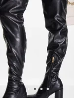 بوت بلند زنانه پاشنه بلوکی asos - Image 3