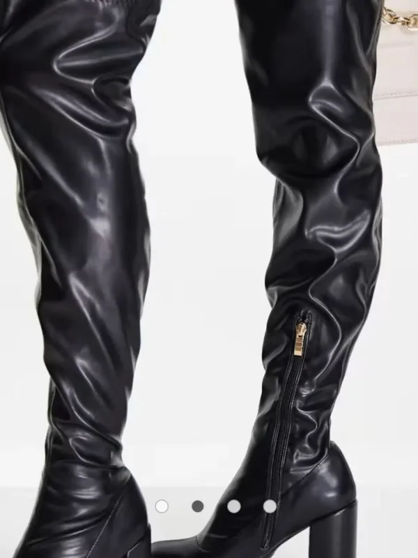 بوت بلند زنانه پاشنه بلوکی asos - Image 3