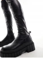 بوت بلند مشکی زیپدار ASOS DESIGN - Image 3