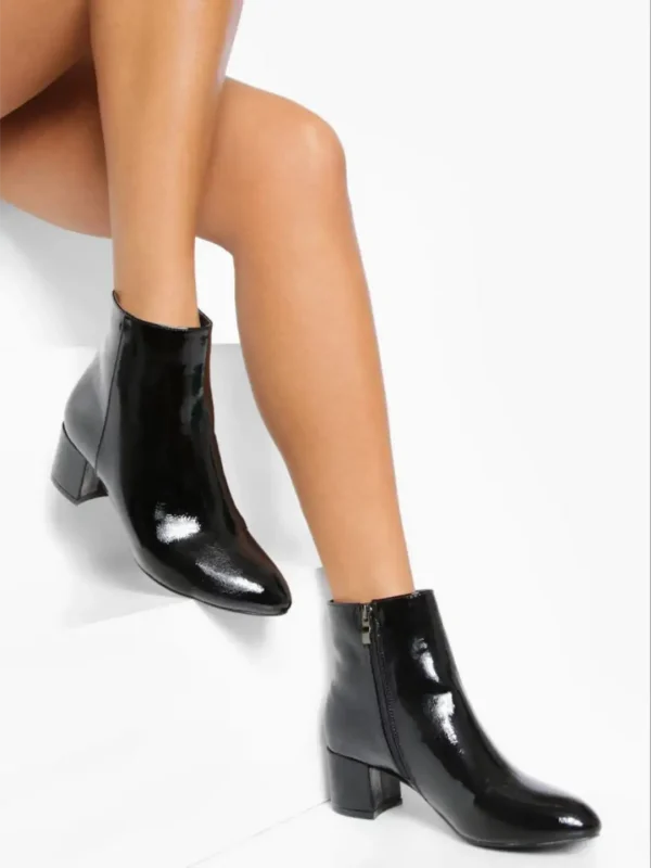 نیم‌بوت پاشنه مشکی پتنت Boohoo - Image 3