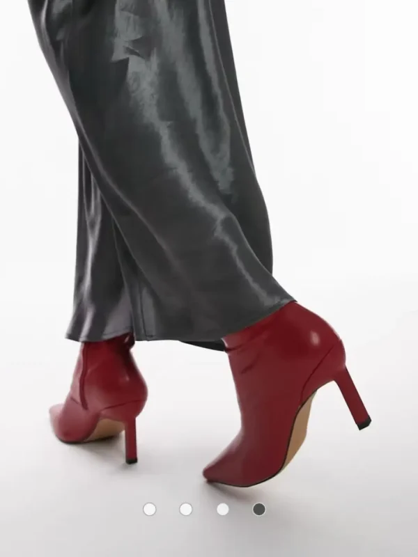 بوت زنانه ساق‌بلند قرمز نوک Topshop - Image 3