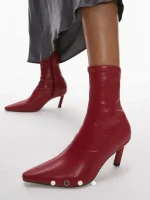 بوت زنانه ساق‌بلند قرمز نوک Topshop - Image 2