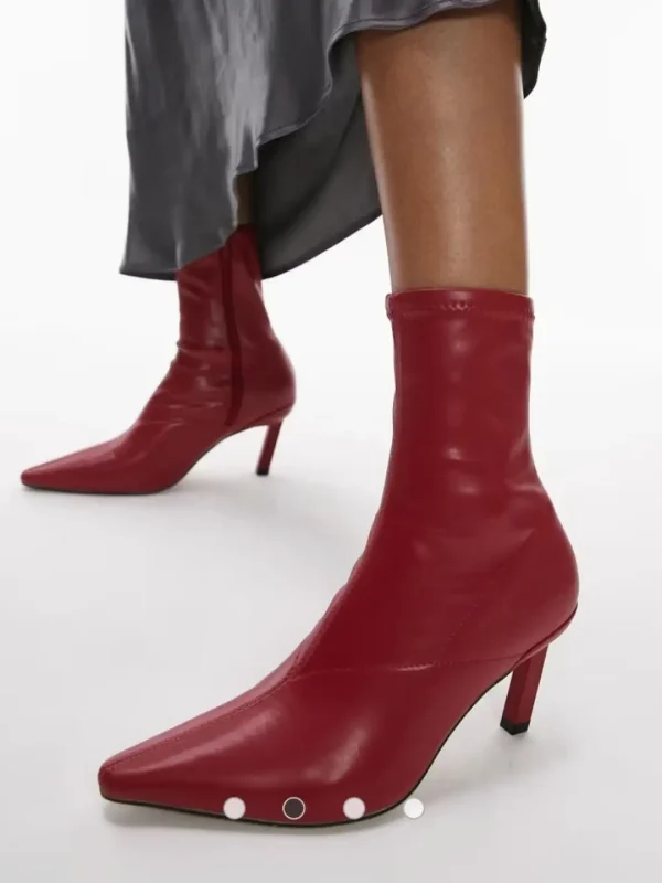 بوت زنانه ساق‌بلند قرمز نوک Topshop - Image 2
