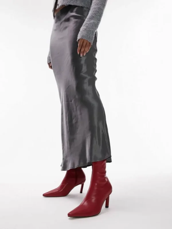 بوت زنانه ساق‌بلند قرمز نوک Topshop - Image 4