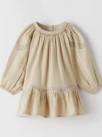 پیراهن یقه گلدوزی بچگانه ZARA