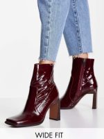 بوت چرم پاشنهبلند مربعپنجه بوردو ASOS