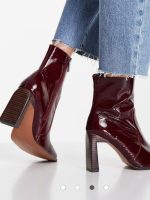 بوت چرم پاشنهبلند مربعپنجه بوردو ASOS - Image 2