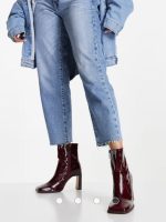 بوت چرم پاشنهبلند مربعپنجه بوردو ASOS - Image 4