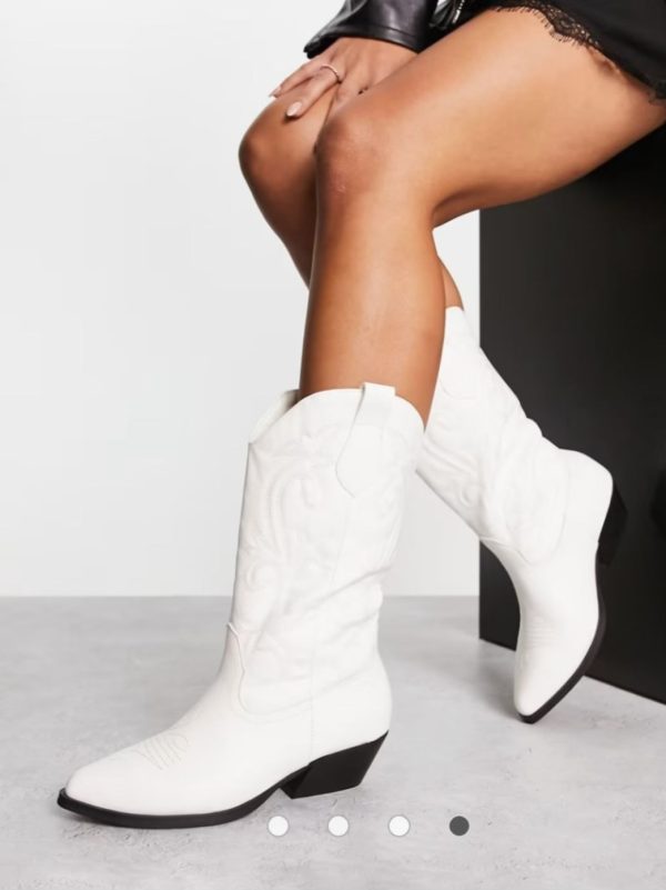 بوت وسترن زنانه تخت سفید –Asos - Image 3