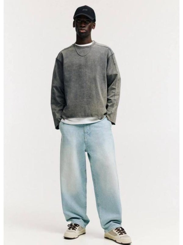 شلوار آبی کمرنگ اسکیتر pull&bear - Image 5