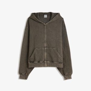 سویشرت کلاه دار سنگشور ذغالی Bershka