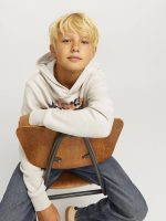هودی کرمی بچگانه جلو نوشته Jack&jones - Image 6