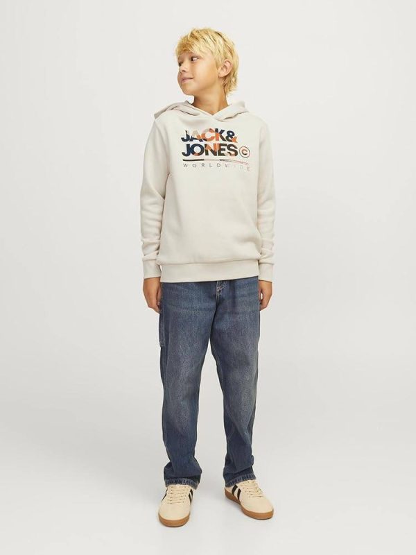 هودی کرمی بچگانه جلو نوشته Jack&jones - Image 5