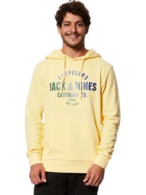 هودی زرد کلاه دار دو‌ نخ jack&jones - Image 2