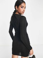 پیراهن کرپ کشی کبریتی یقه ضربدری asos - Image 4