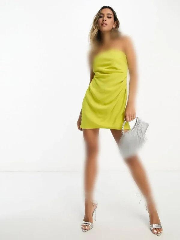 پیراهن دکلته لیمویی asos - Image 4