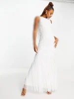 پیراهن عروس کار شده سفید asos - Image 4
