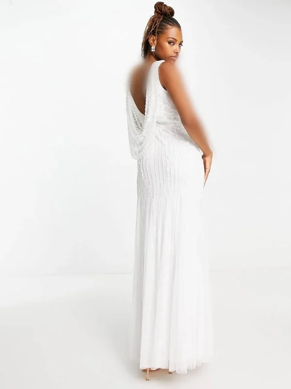 پیراهن عروس کار شده سفید asos - Image 3
