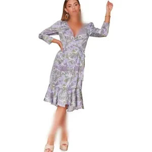 پیراهن کمر بندی گلدار دامن چین چین asos