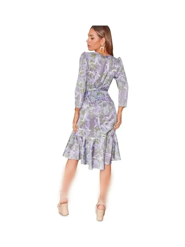 پیراهن کمر بندی گلدار دامن چین چین asos - Image 3