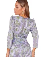پیراهن کمر بندی گلدار دامن چین چین asos - Image 2