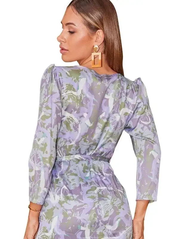 پیراهن کمر بندی گلدار دامن چین چین asos - Image 2