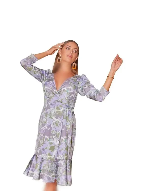 پیراهن کمر بندی گلدار دامن چین چین asos - Image 4