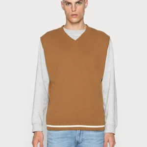 وست بافتنی مردانه قهوه ای یقه هفت JACK&JONES