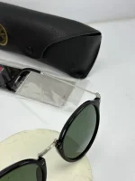 عینک ریبن فریم مشکی دسته نقره ای عدسی سبز - Image 4