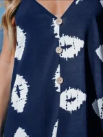 پیراهن آبی یقه V کاپشه - Image 4