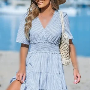پیراهن چین دار راه راه کاپشه