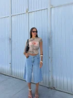 شلوار جین آبی یواش کراپی cropp