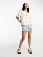 شومیز لینن کراپی یقه دار stradivarius - Image 4