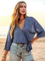 شومیز آبی کاپشه