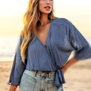 شومیز آبی کاپشه