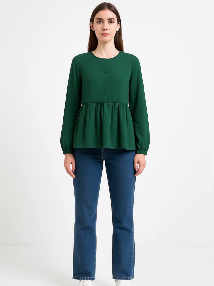 62C2140B-E6AE-4FC5-83C7-C4EBD41F63A1-compressed شومیز زنانه سبز رنگ - Image 1