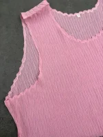 تاپ حریر پلیسه صورتی - Image 2
